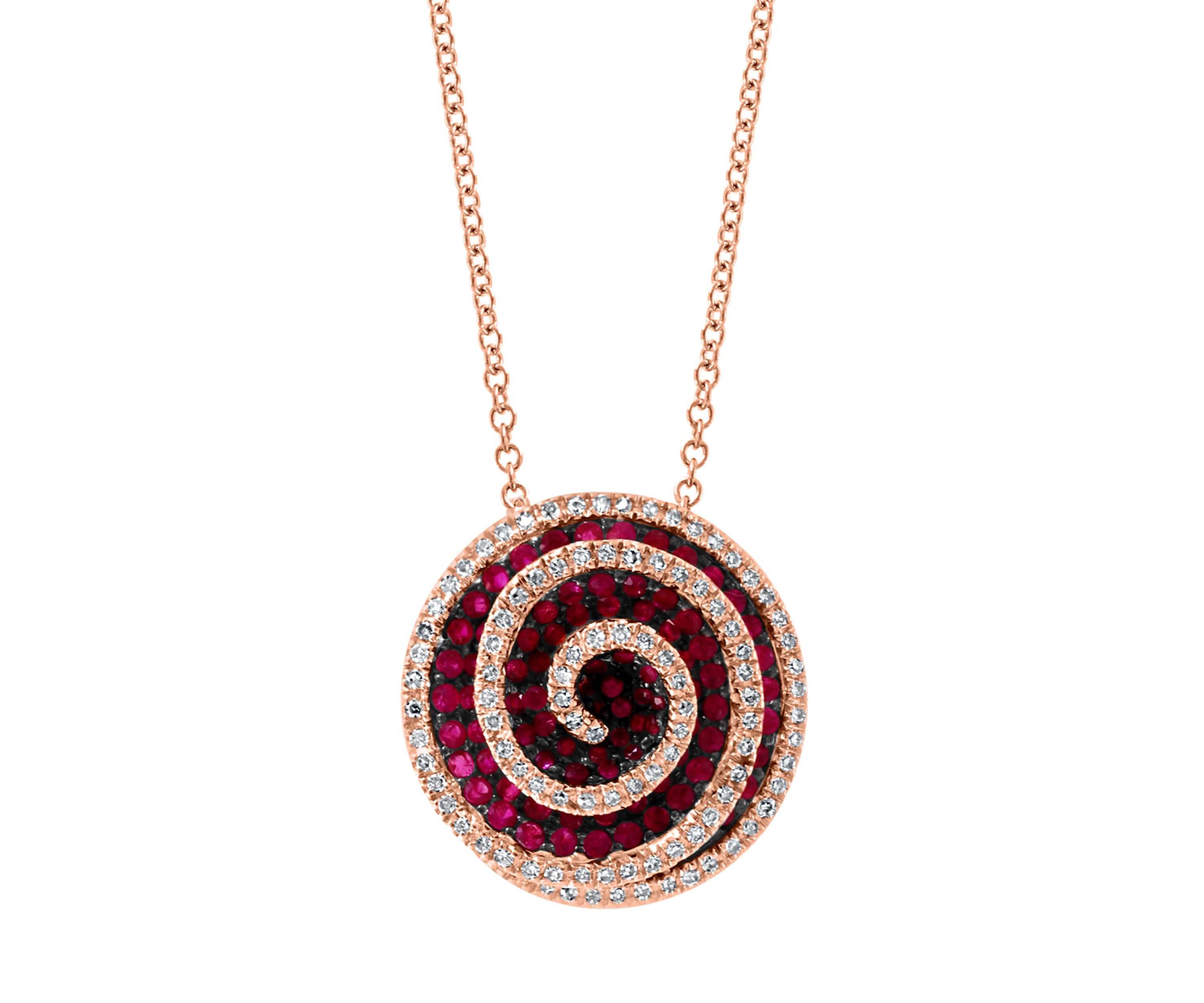 1/5 ct. t.w. Diamond and 1.12 ct. t.w. Natural Ruby Pendant Necklace in 14K Rose Gold