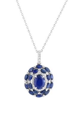 Effy 1/8 ct. t.w. Diamond and 3.22 ct. t.w. Sapphire Pendant Necklace in 14K White Gold -  5400452YCZJC90DS3
