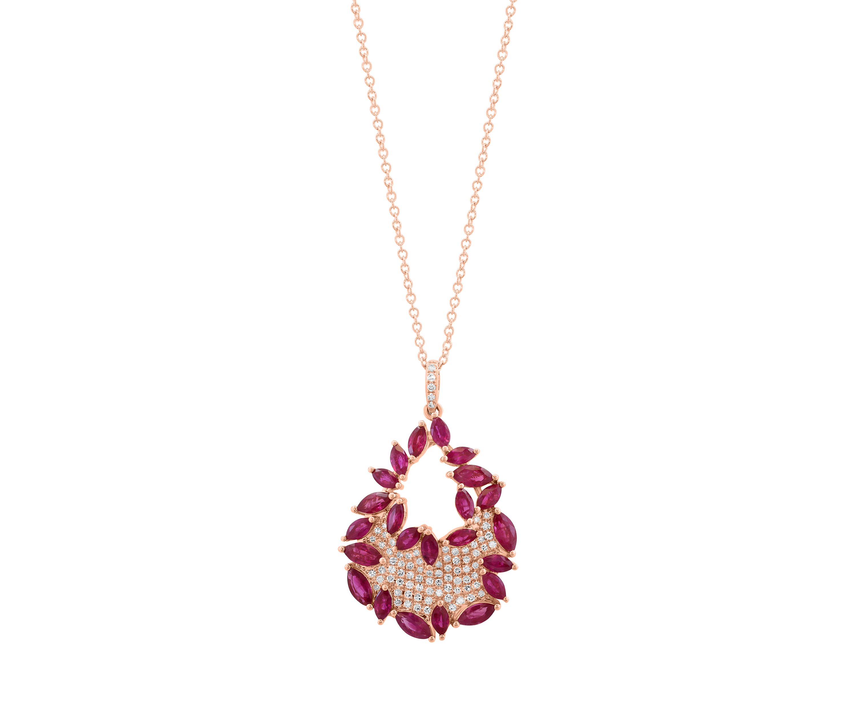 1/3 ct. t.w. Ruby, 2.5 ct. t.w. Diamond Pendant Necklace in 14K Rose Gold