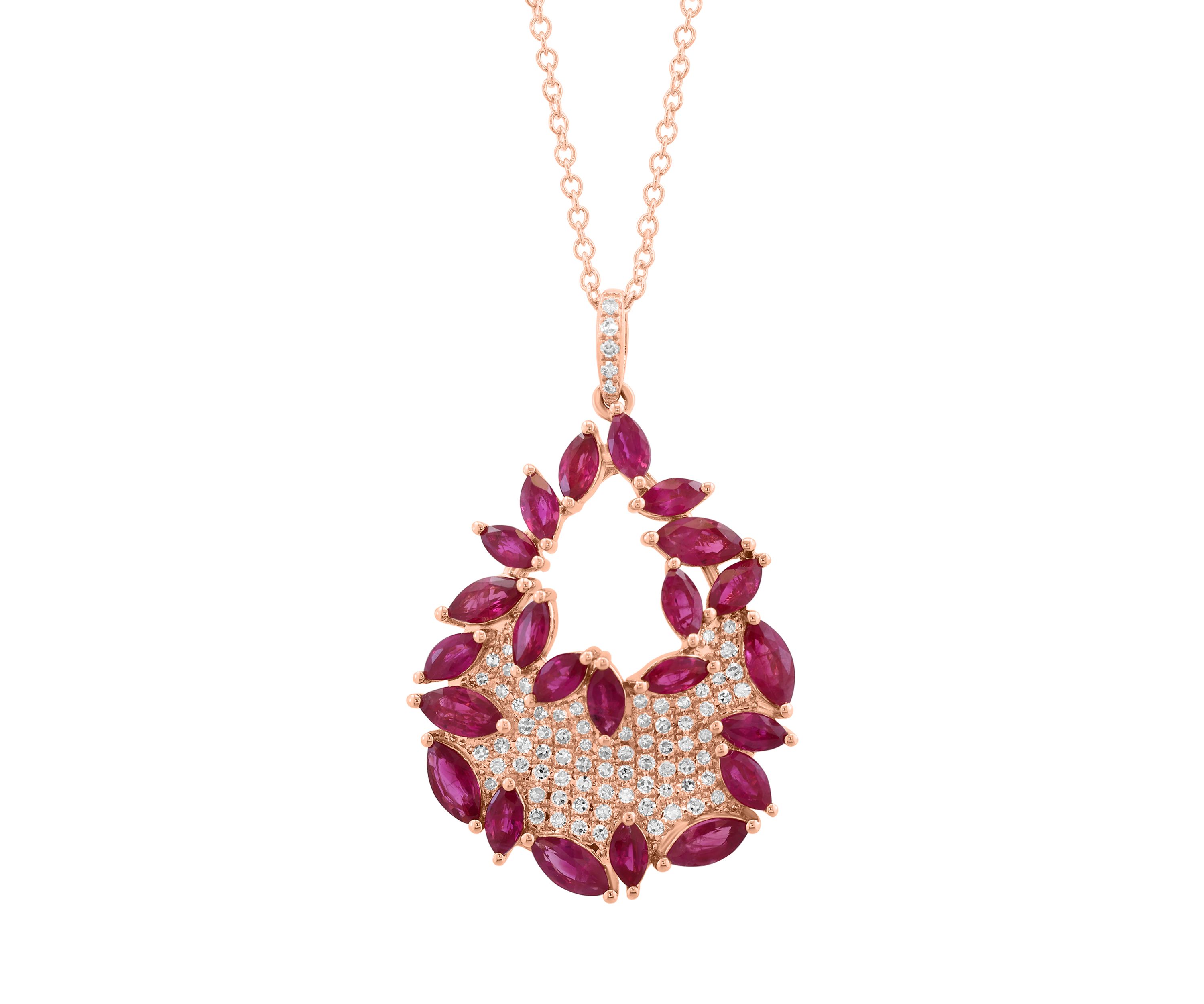 1/3 ct. t.w. Ruby, 2.5 ct. t.w. Diamond Pendant Necklace in 14K Rose Gold