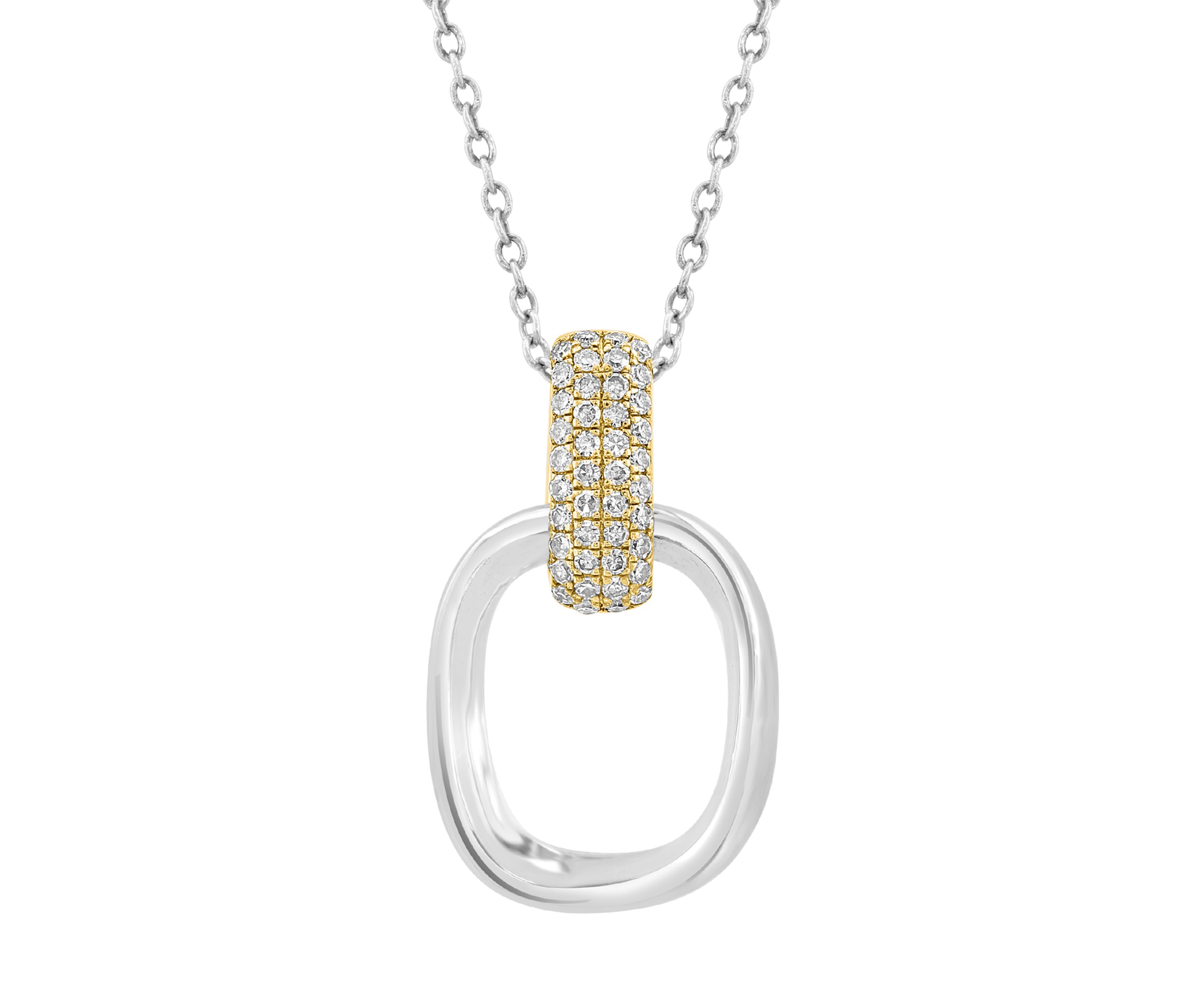 Silver 14K Yellow Gold Plated Diamond Pendant 