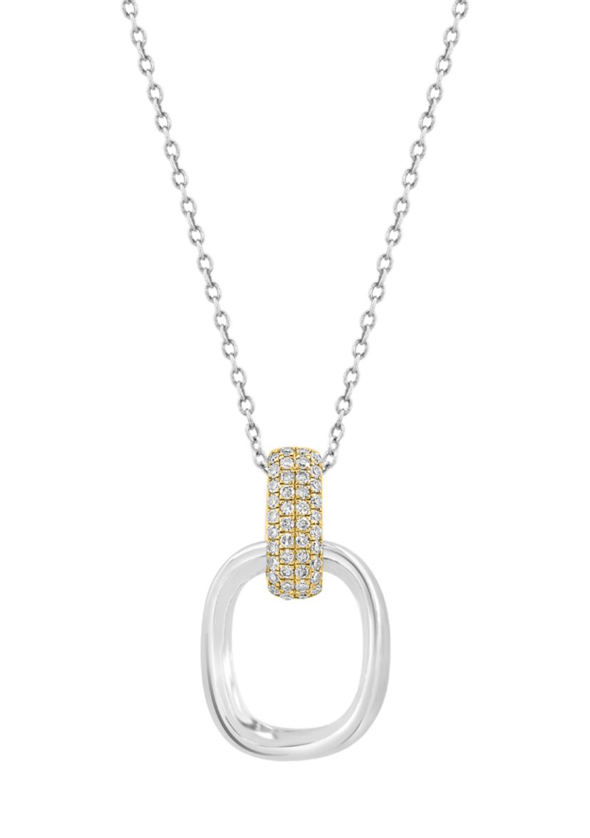 Silver 14K Yellow Gold Plated Diamond Pendant 