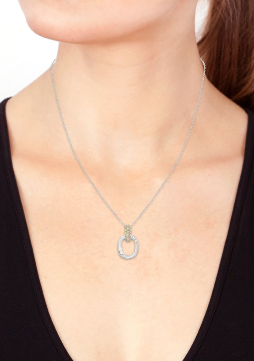 Silver 14K Yellow Gold Plated Diamond Pendant 