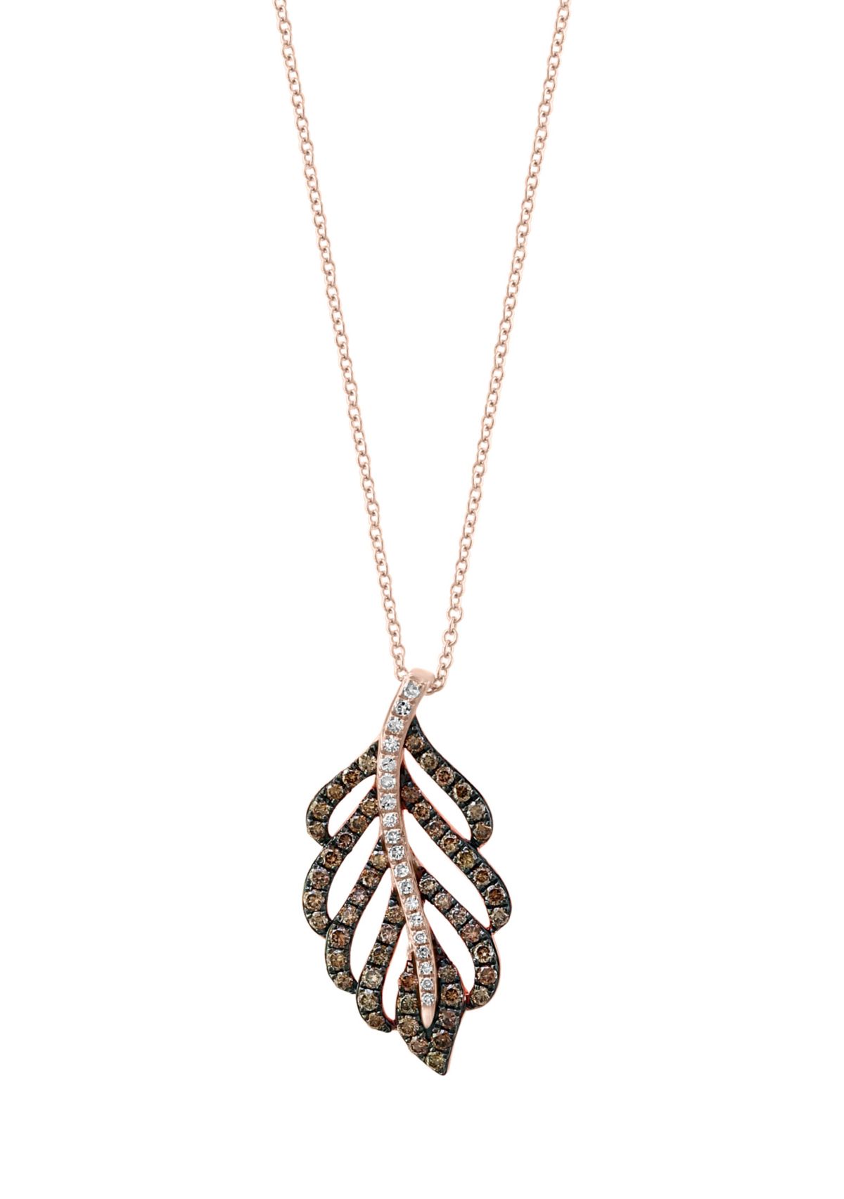 7/8 ct. t.w. Diamond Leaf Pendant Necklace in 14K Rose Gold 