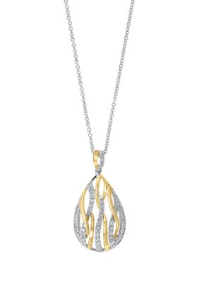 Effy 3/8 ct. t.w. Diamond Pendant Necklace in 14K Two-Tone Gold