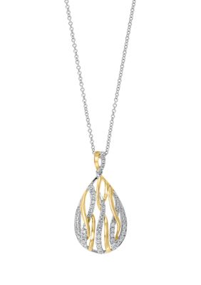 Effy 3/8 Ct. T.w. Diamond Pendant Necklace In 14K Two-Tone Gold