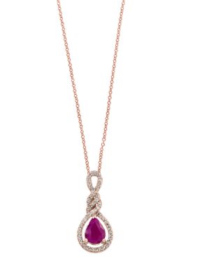 Effy 1/5 Ct. T.w. Diamond And 1 Ct. T.w. Ruby Pendant Necklace In 14K Rose Gold