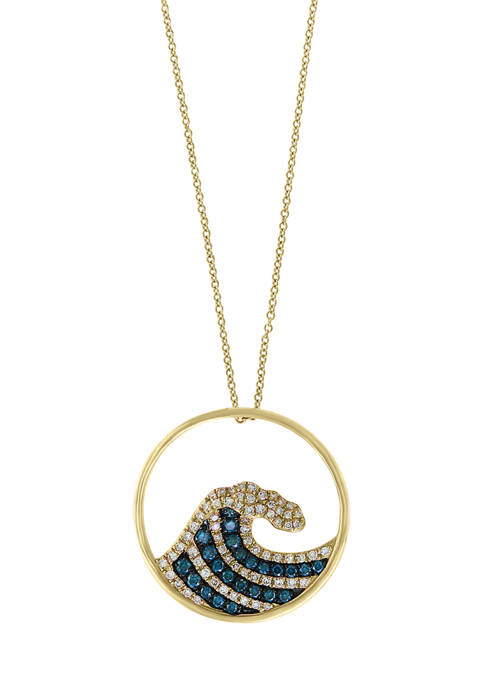 1/2 ct. t.w. Diamond Wave Pendant Necklace in 14K Yellow Gold 