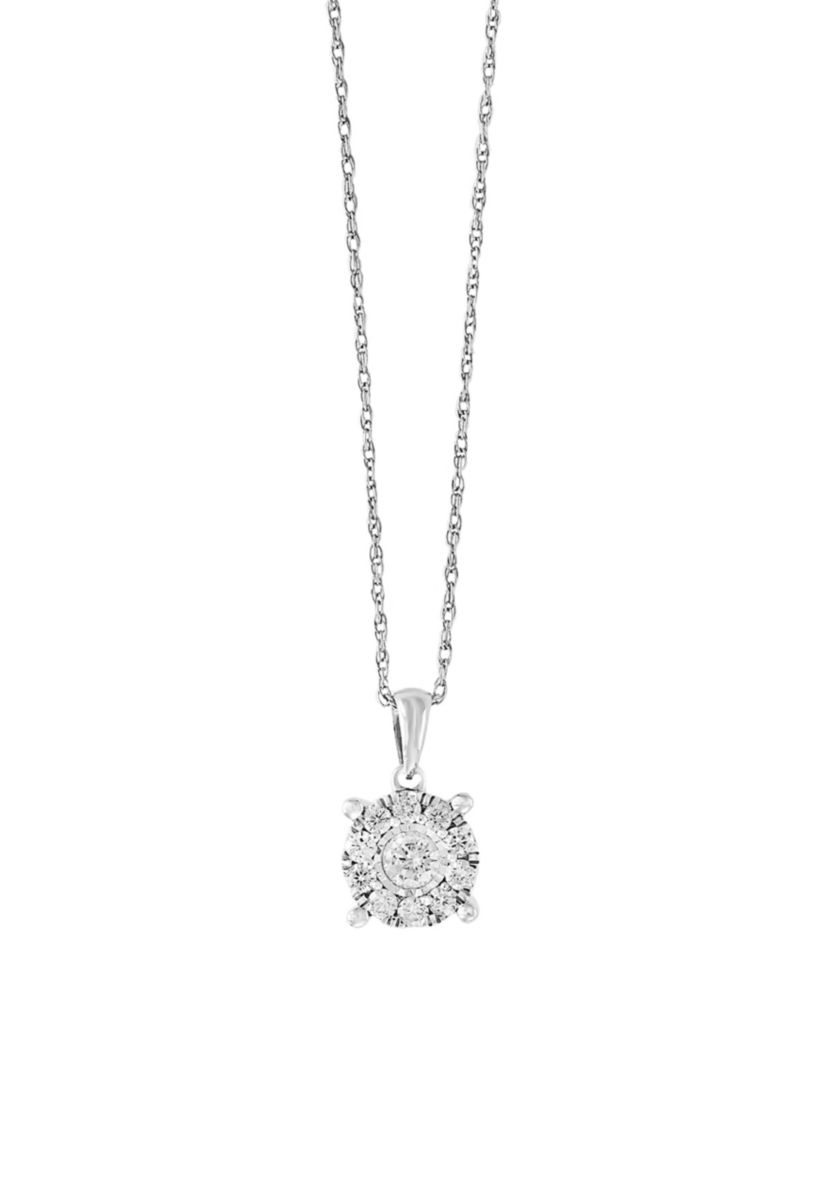 1/2 ct. t.w. Diamond Illusion Pendant Necklace in Sterling Silver 