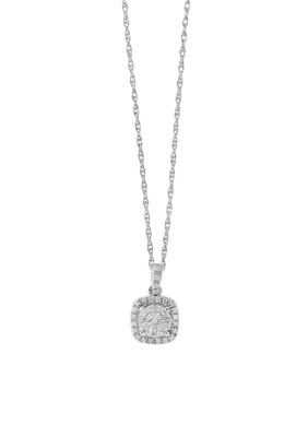 Effy® Sterling Silver Diamond Square Illusion Pendant Necklace | belk