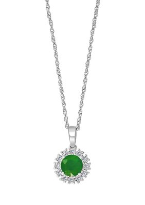 Effy 3/4 Ct. T.w. Natural Emerald And 1/10 Ct. T.w. Diamond Pendant Necklace In Sterling Silver
