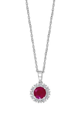 Effy 1 Ct. T.w. Natural Ruby And 1/10 Ct. T.w. Diamond Pendant Necklace In Sterling Silver