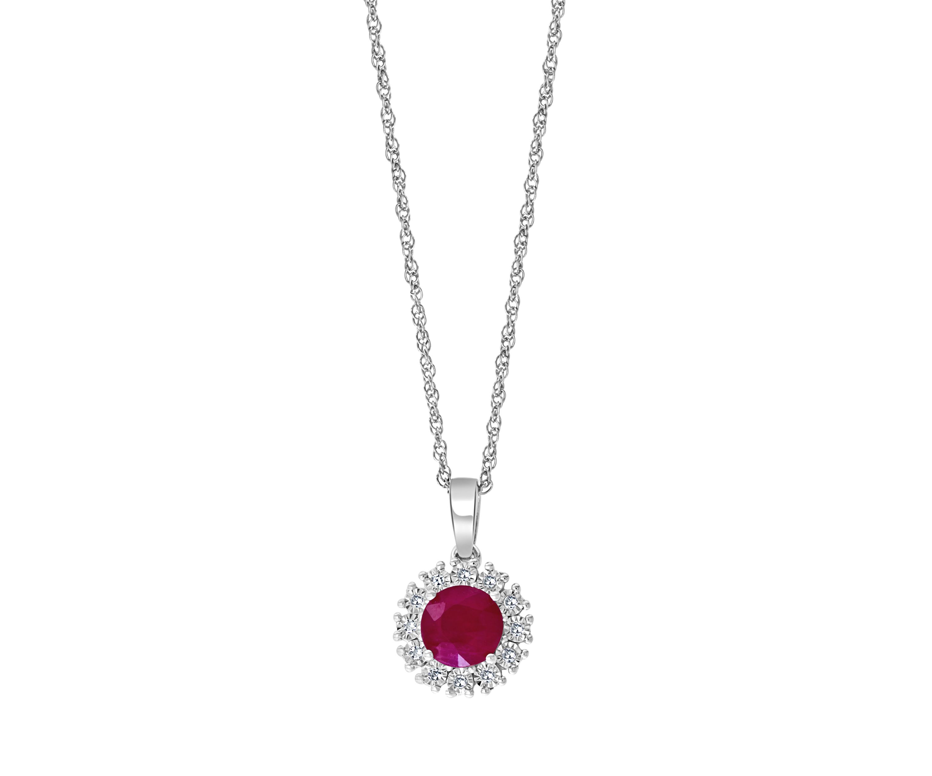 1 ct. t.w. Natural Ruby and 1/10 ct. t.w. Diamond Pendant Necklace in Sterling Silver