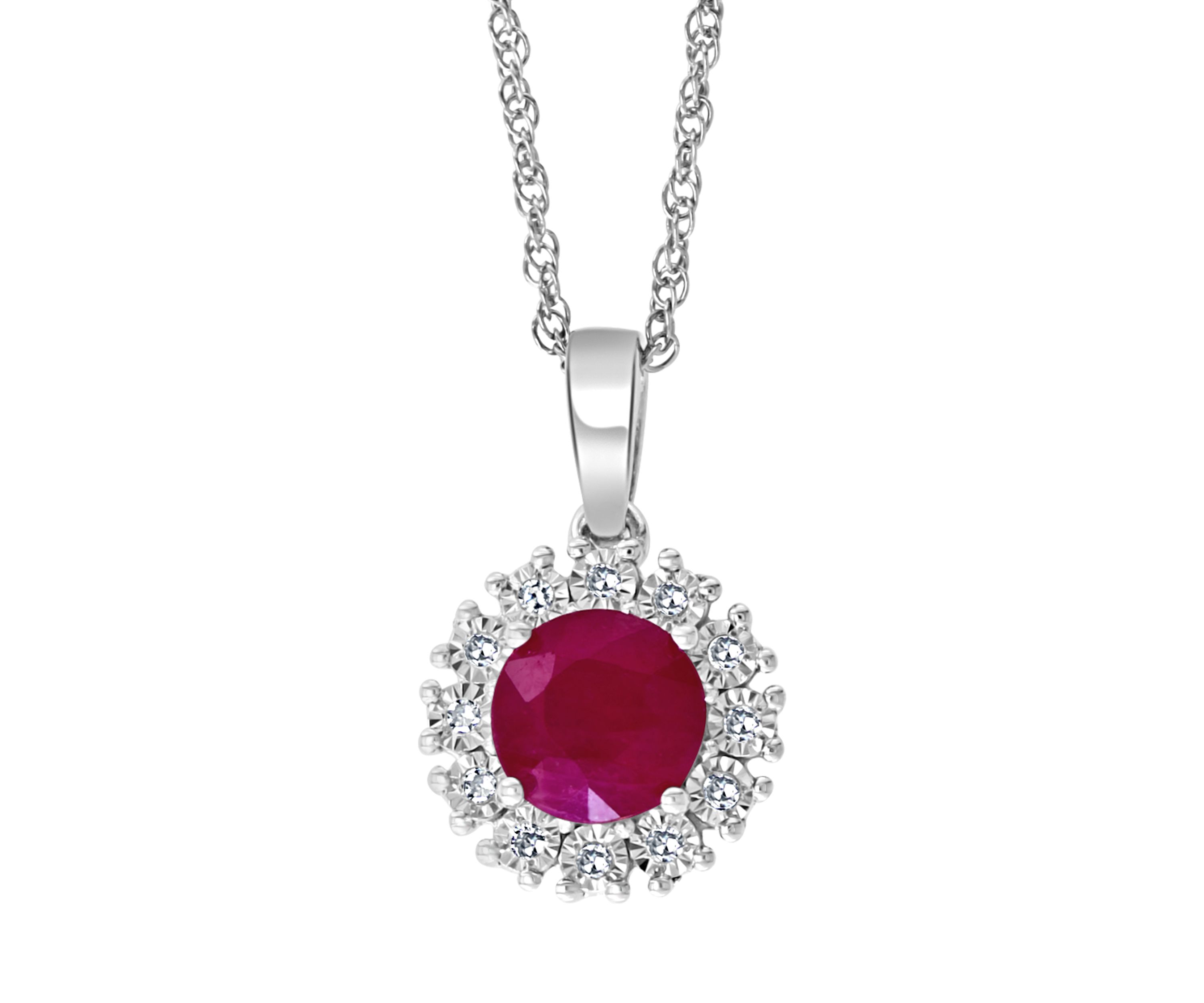 1 ct. t.w. Natural Ruby and 1/10 ct. t.w. Diamond Pendant Necklace in Sterling Silver