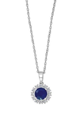 Effy 1 Ct. T.w. Natural Sapphire And 1/10 Ct. T.w. Diamond Pendant Necklace In Sterling Silver