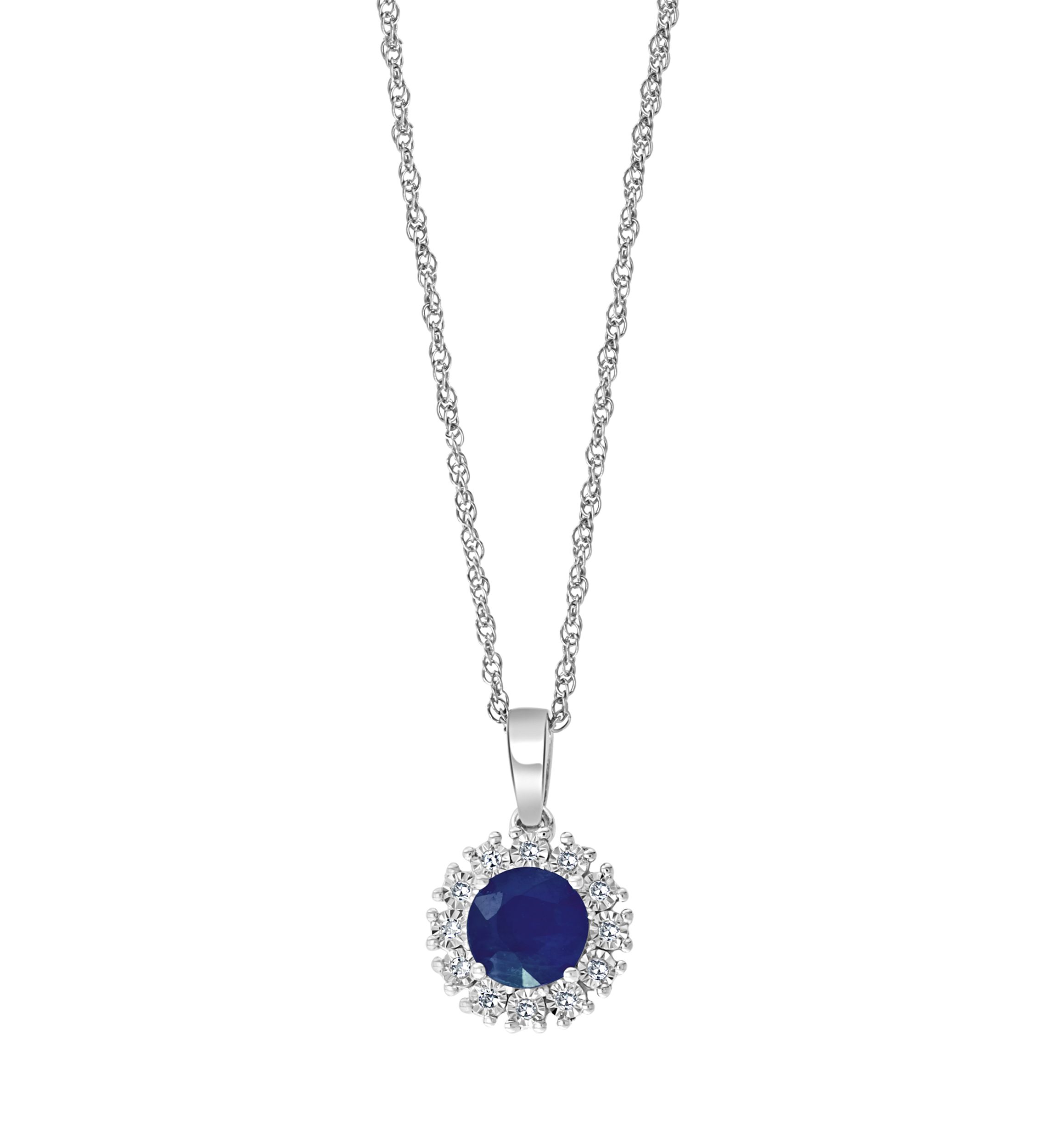1 ct. t.w. Natural Sapphire and 1/10 ct. t.w. Diamond Pendant Necklace in Sterling Silver