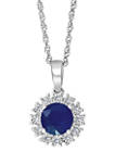 1 ct. t.w. Natural Sapphire and 1/10 ct. t.w. Diamond Pendant Necklace in Sterling Silver