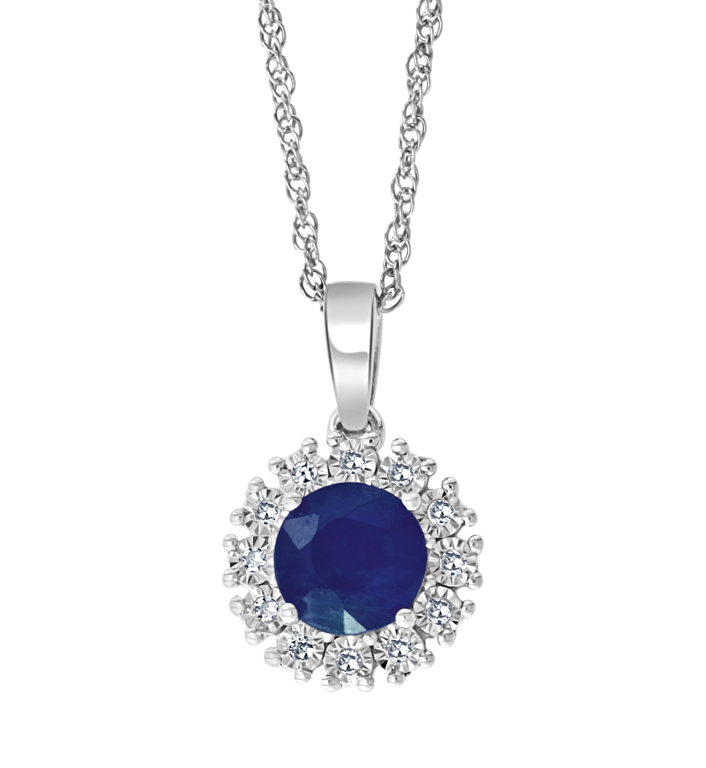 1 ct. t.w. Natural Sapphire and 1/10 ct. t.w. Diamond Pendant Necklace in Sterling Silver