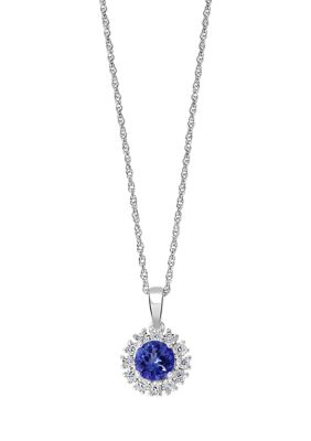 Effy 3/4 Ct. T.w. Natural Tanzanite And 1/10 Ct. T.w. Diamond Pendant Necklace In Sterling Silver