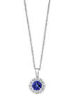 3/4 ct. t.w. Natural Tanzanite and 1/10 ct. t.w. Diamond Pendant Necklace in Sterling Silver