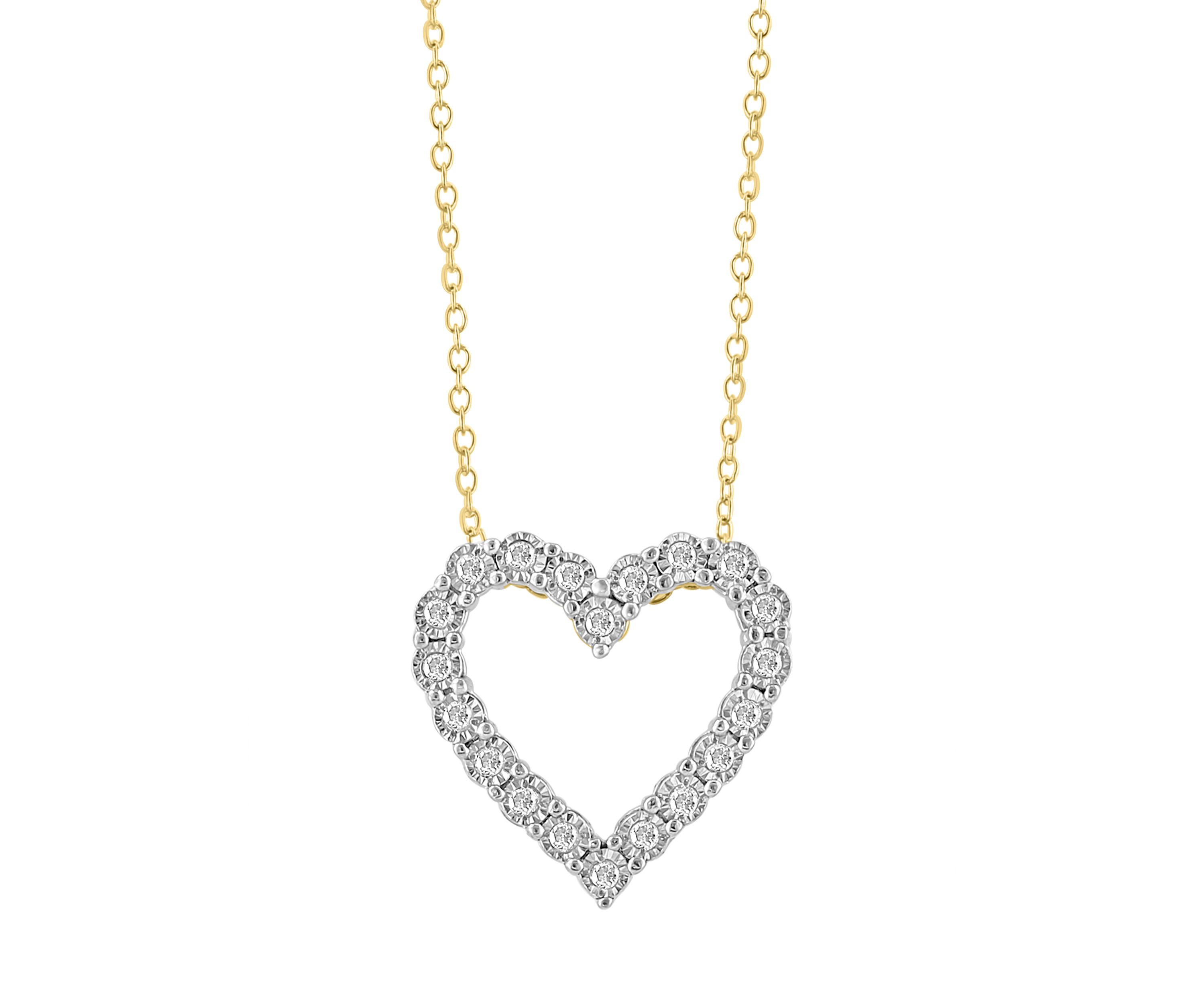 1/5 ct. t.w. Diamond Heart Pendant Necklace in 14K Gold Plated Sterling Silver 