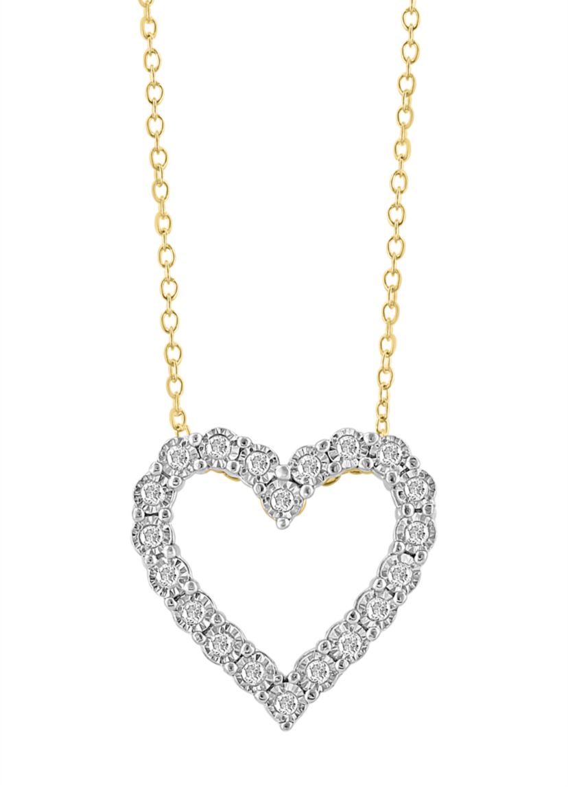 1/5 ct. t.w. Diamond Heart Pendant Necklace in 14K Gold Plated Sterling Silver 