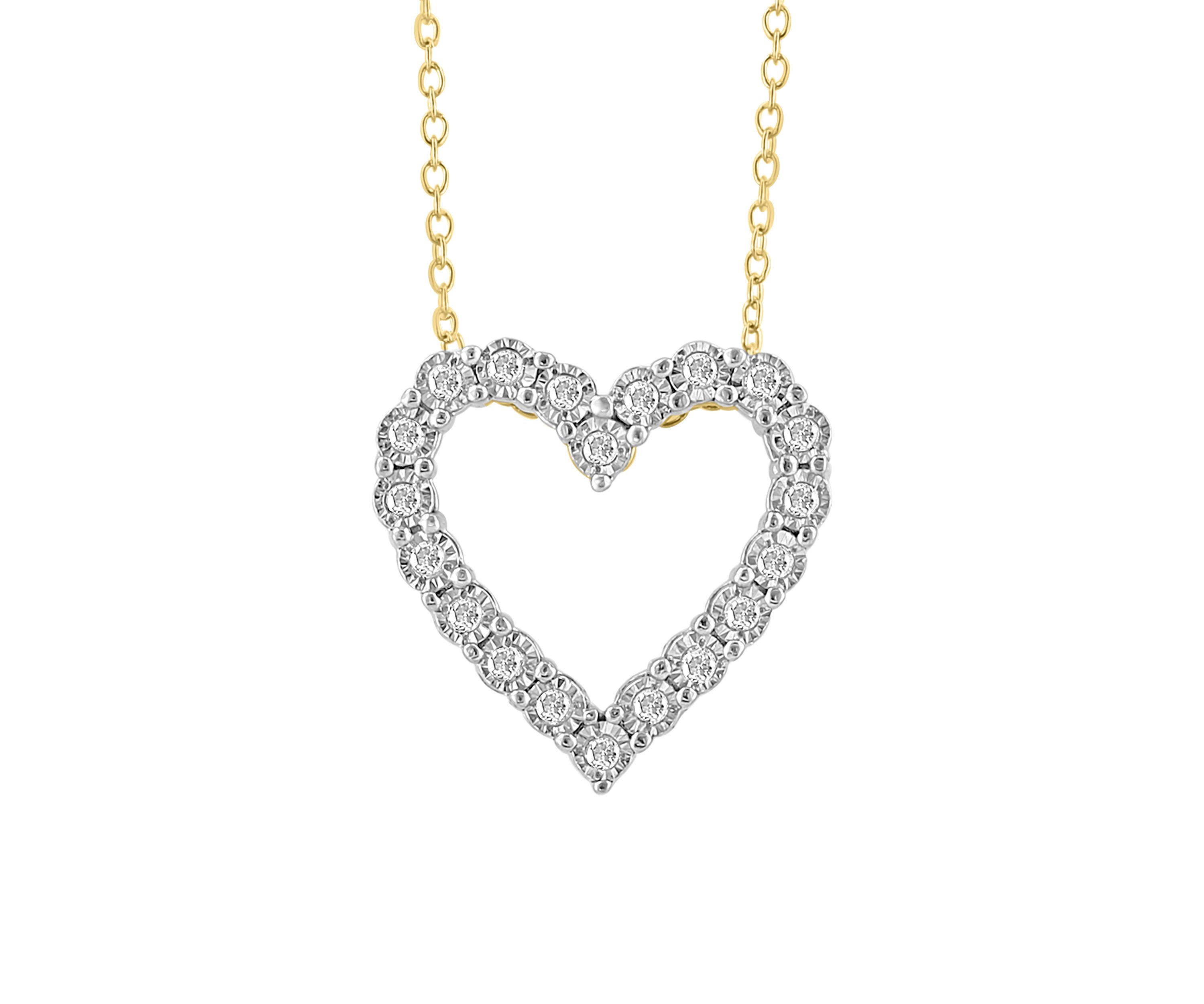 1/5 ct. t.w. Diamond Heart Pendant Necklace in 14K Gold Plated Sterling Silver 