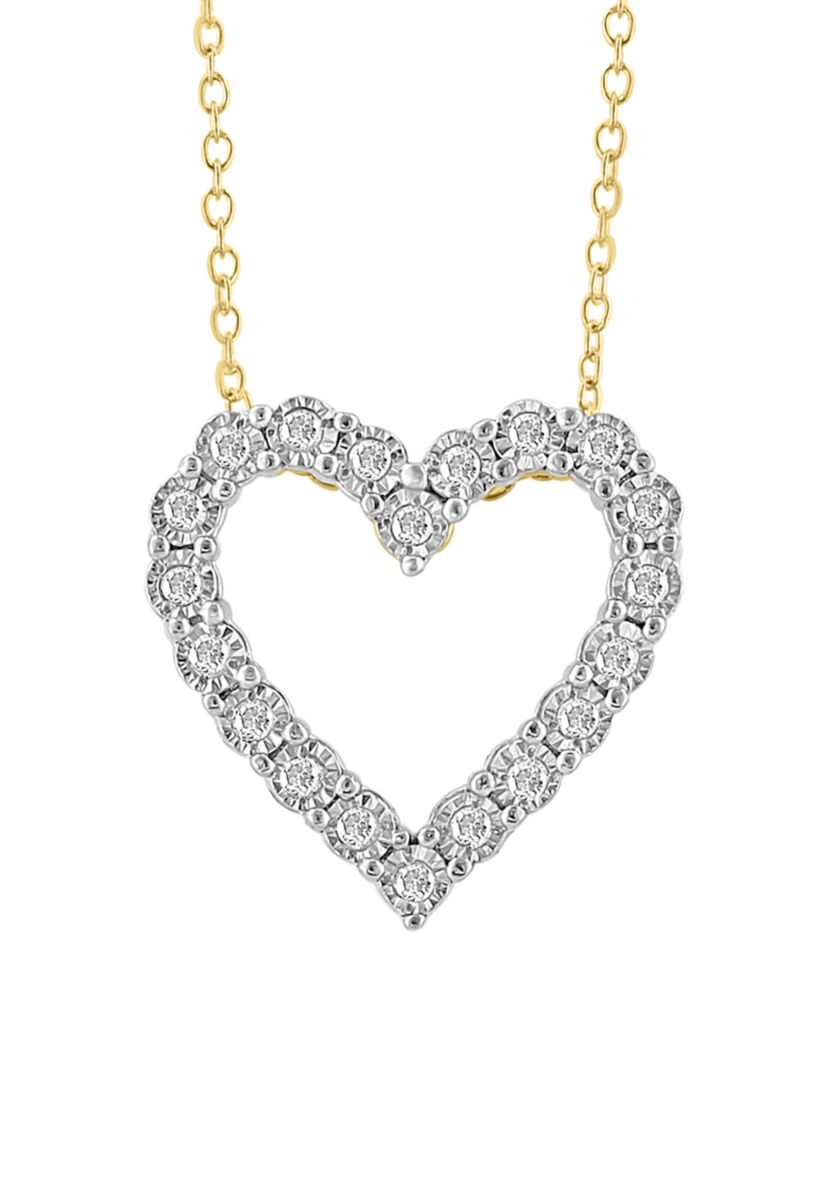 1/5 ct. t.w. Diamond Heart Pendant Necklace in 14K Gold Plated Sterling Silver 