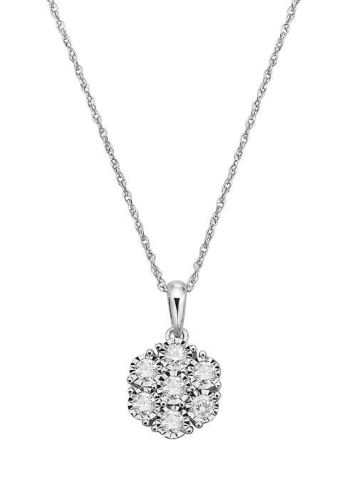 Sterling Silver 1/2 ct. t.w. Miracle Set Diamond Pendant 