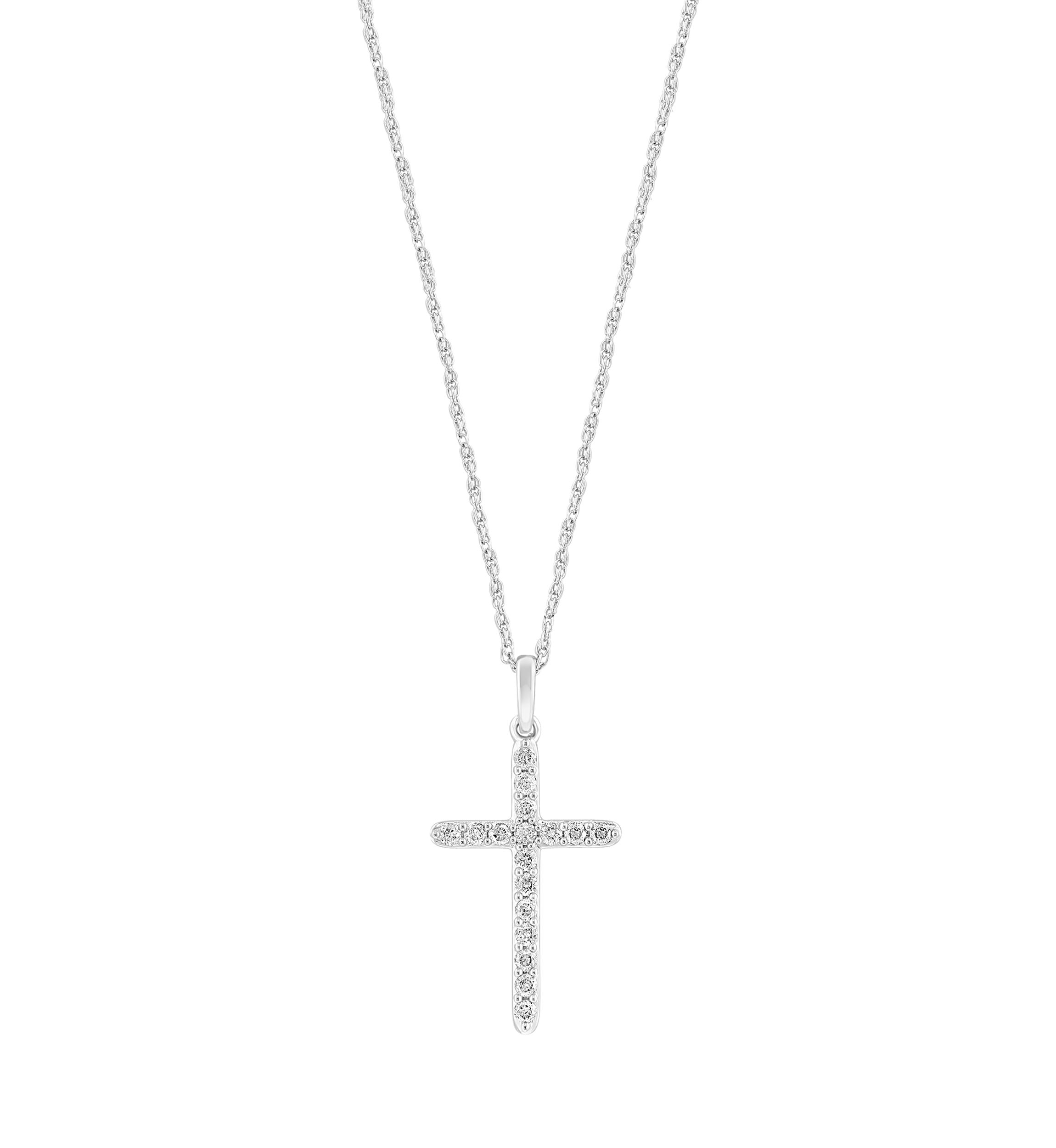 1/4 ct. t.w. Diamond Cross Necklace in Sterling Silver
