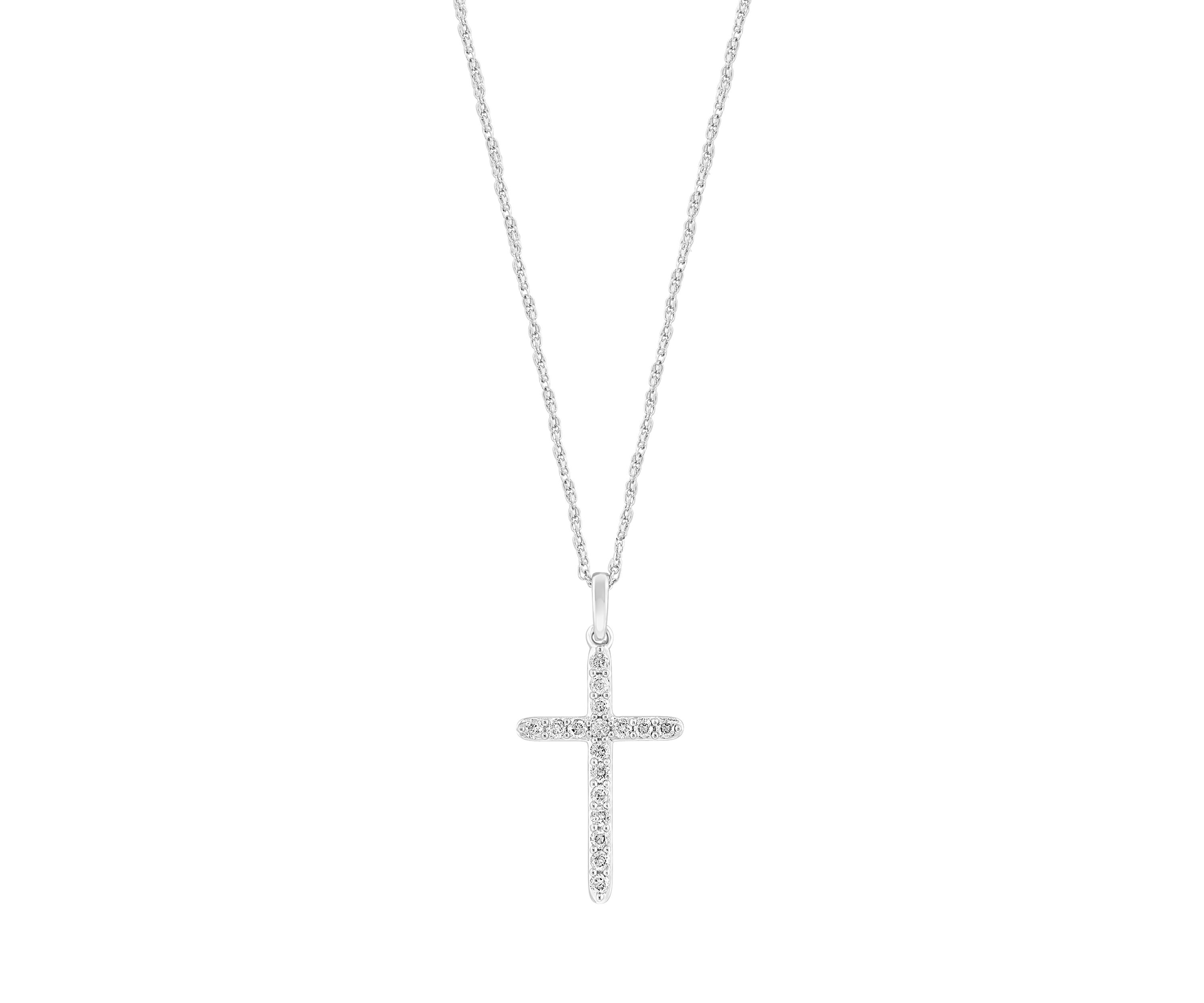 1/4 ct. t.w. Diamond Cross Necklace in Sterling Silver