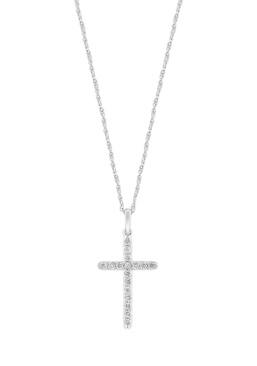 1/4 ct. t.w. Diamond Cross Necklace in Sterling Silver
