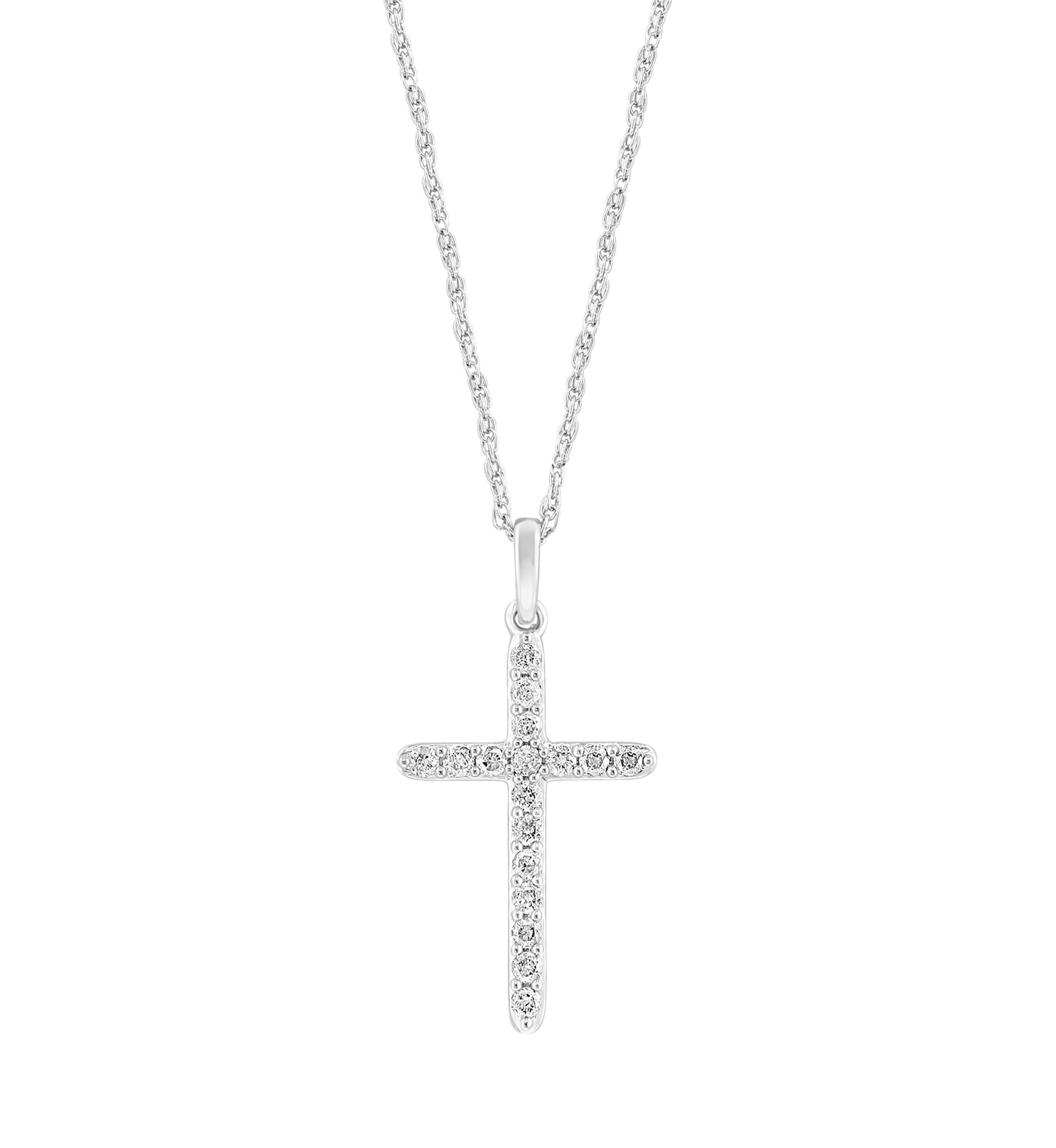 1/4 ct. t.w. Diamond Cross Necklace in Sterling Silver