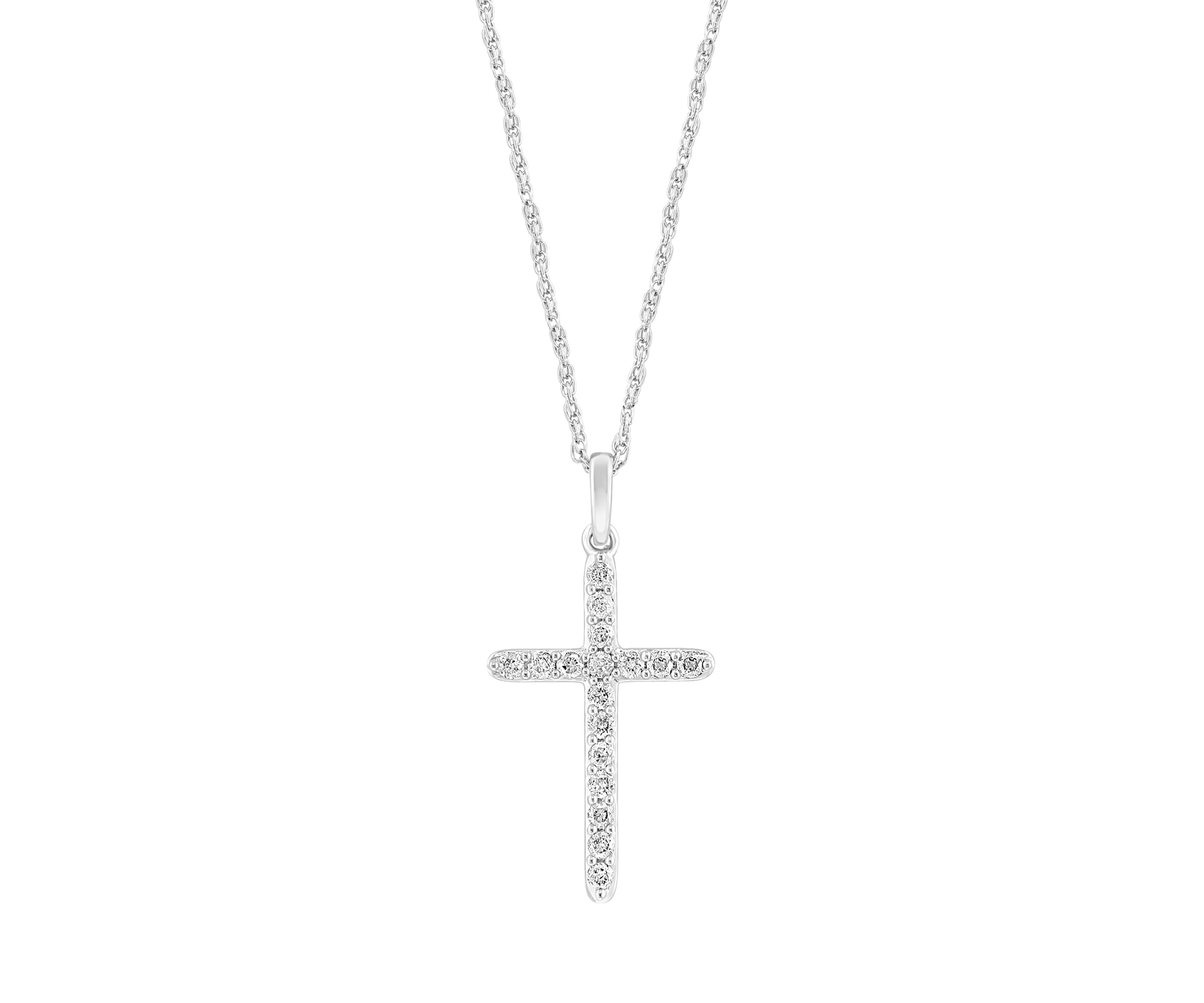 1/4 ct. t.w. Diamond Cross Necklace in Sterling Silver