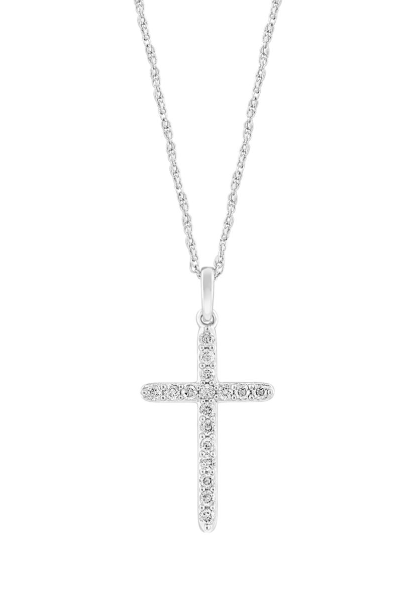 1/4 ct. t.w. Diamond Cross Necklace in Sterling Silver