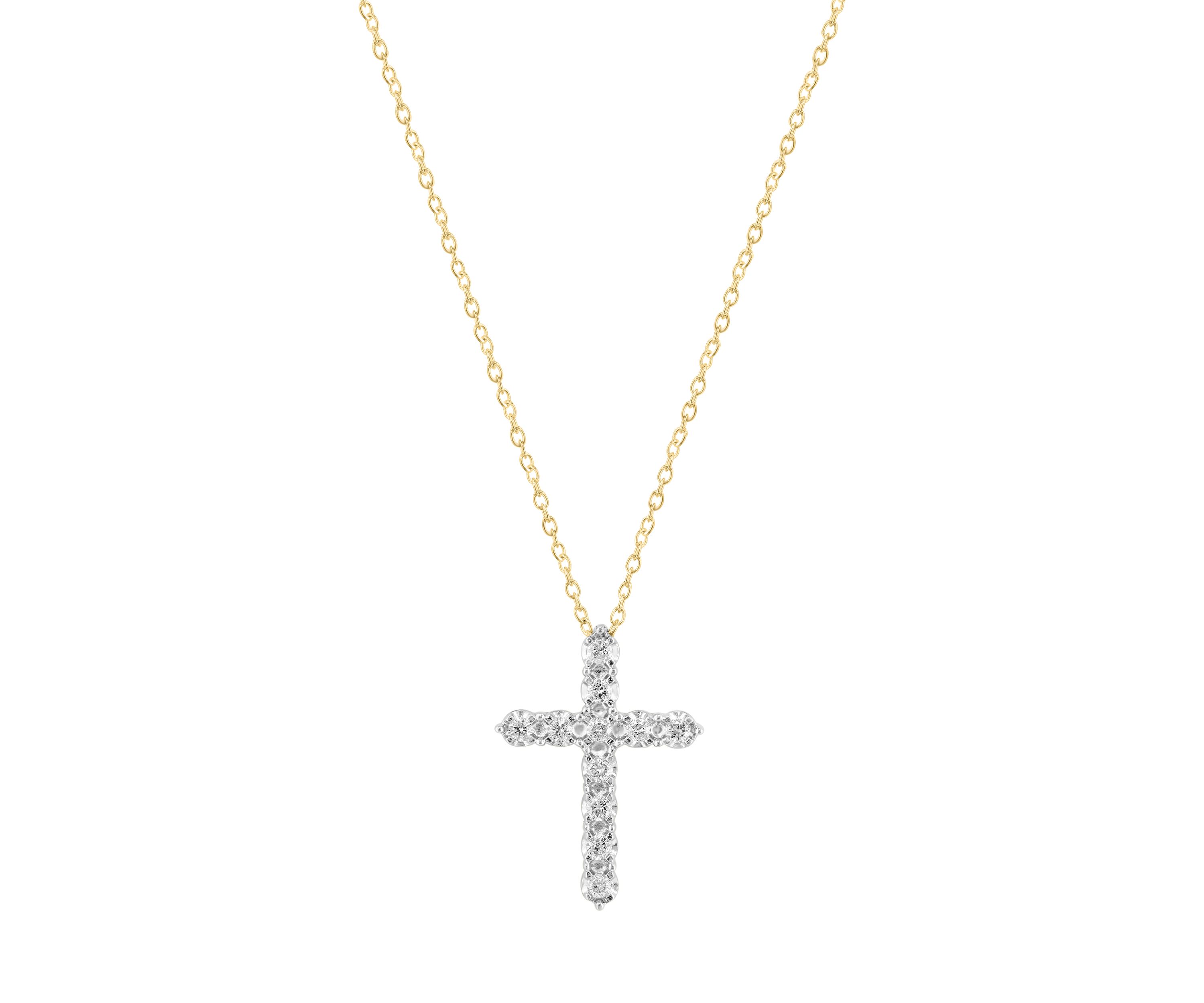 Sterling Gold Over Sterling Diamond Cross Pendant 
