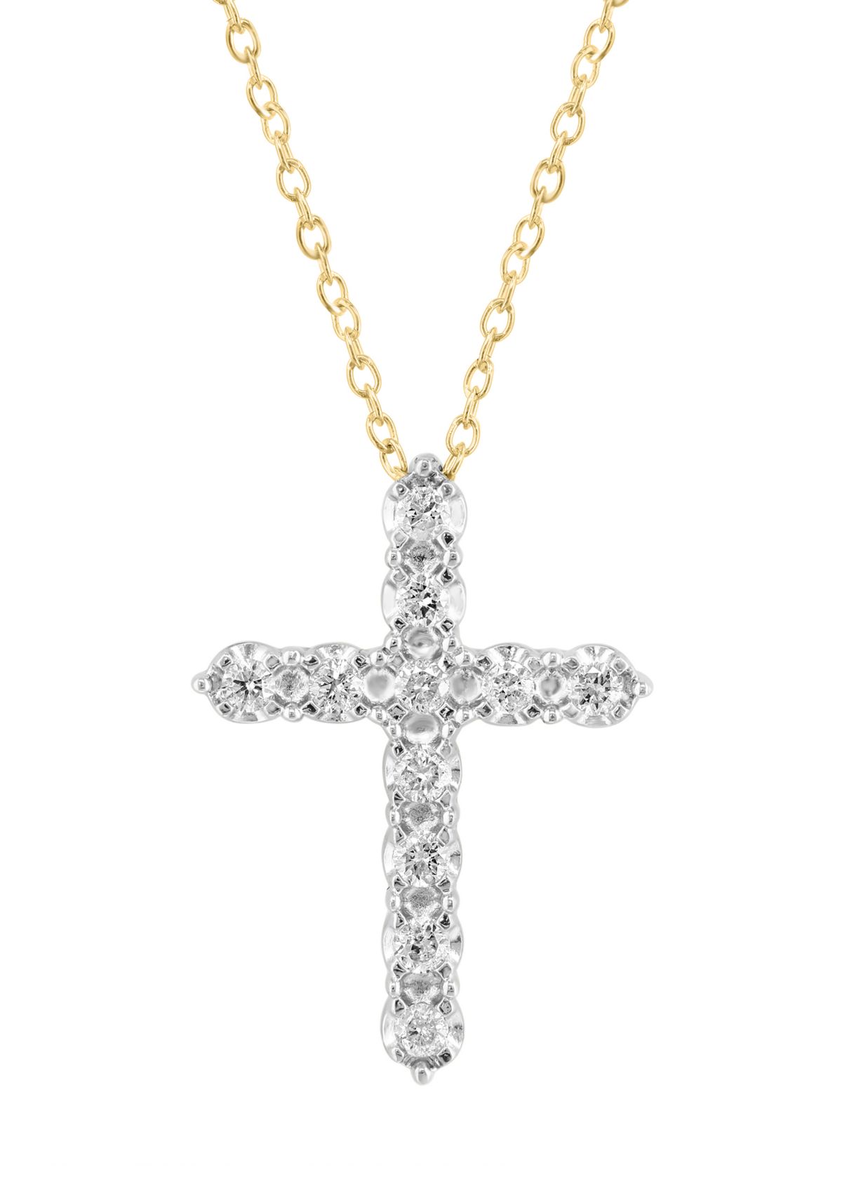 Sterling Gold Over Sterling Diamond Cross Pendant 