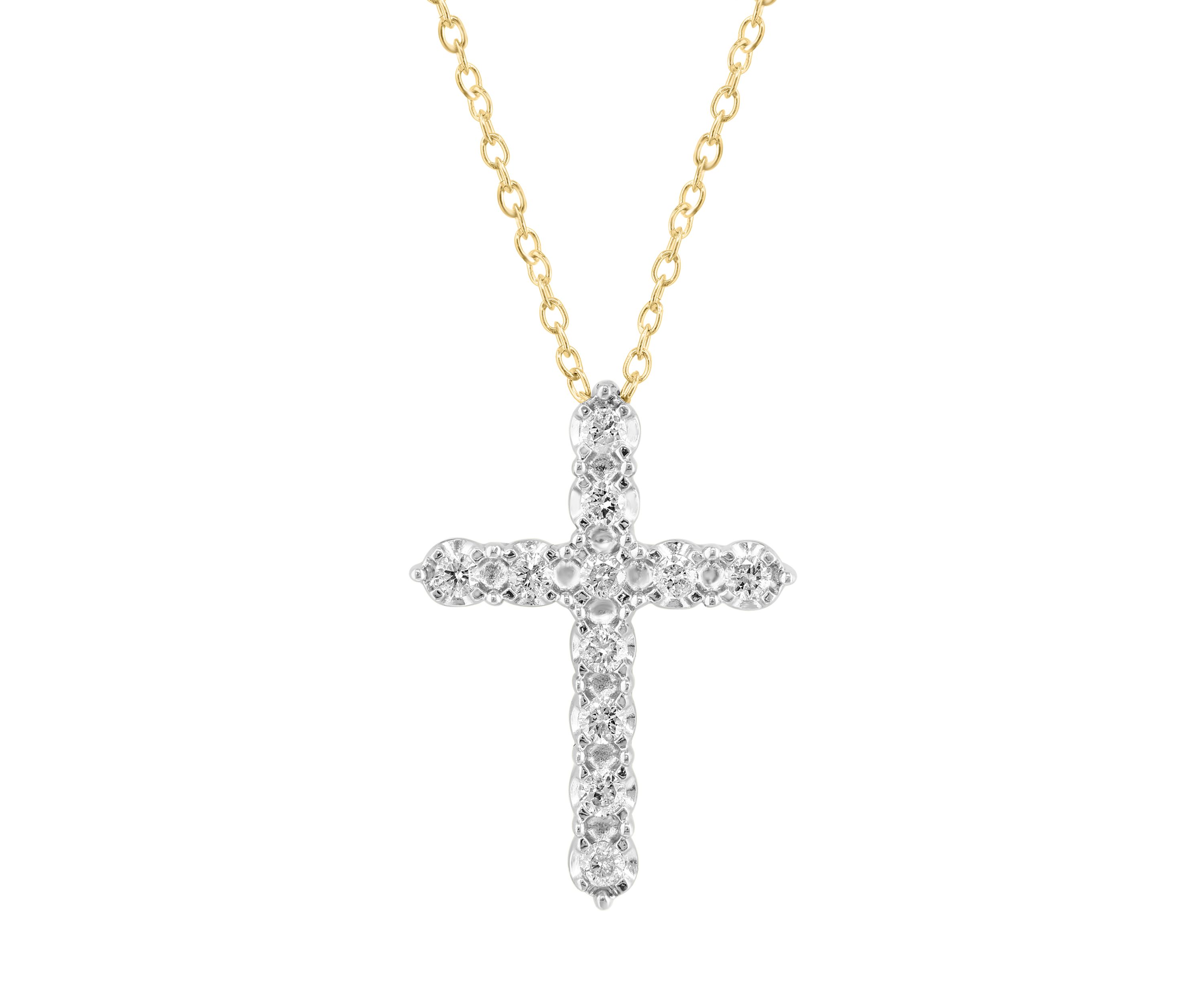Sterling Gold Over Sterling Diamond Cross Pendant 