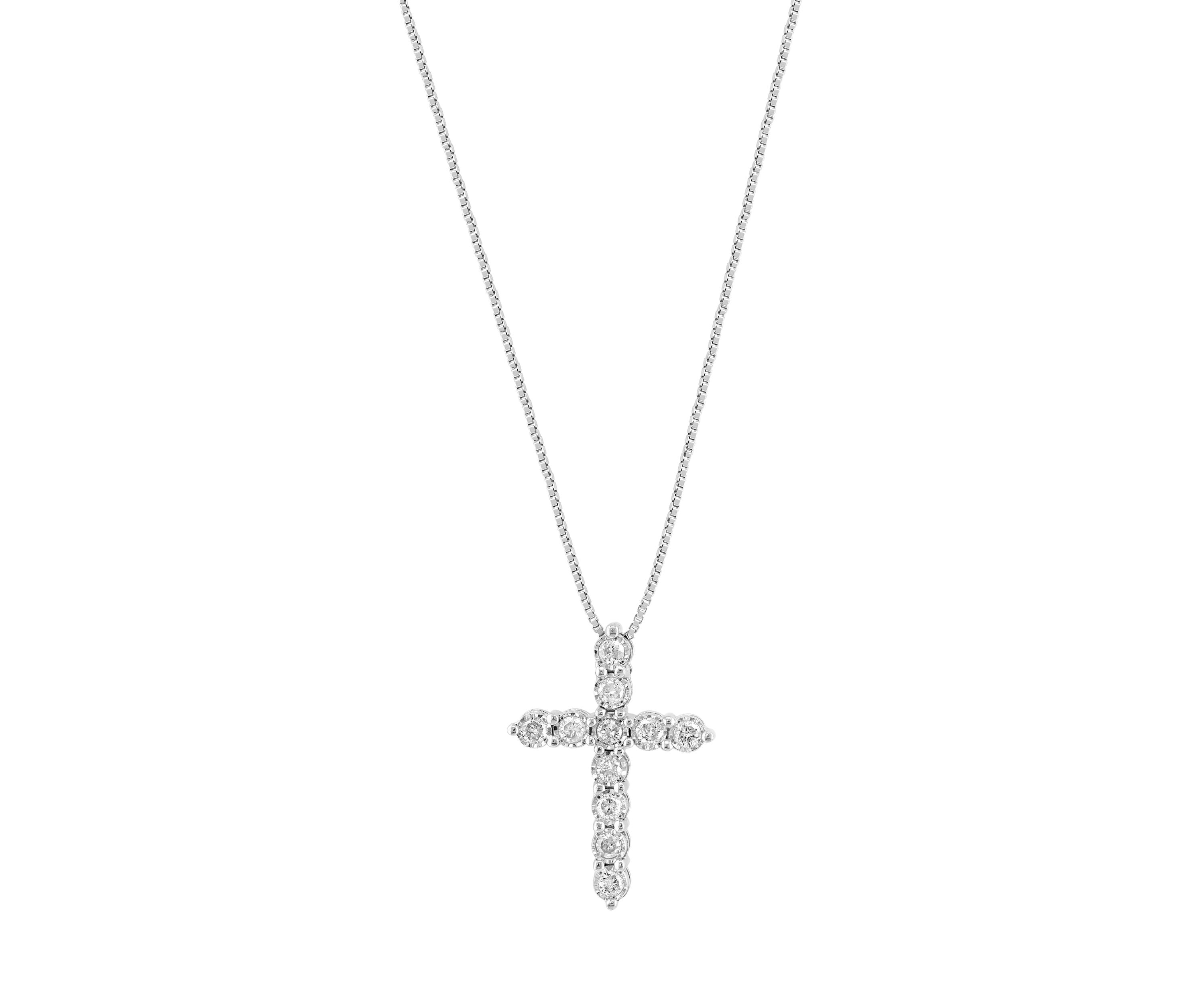 Sterling Silver Diamond Cross Pendant 