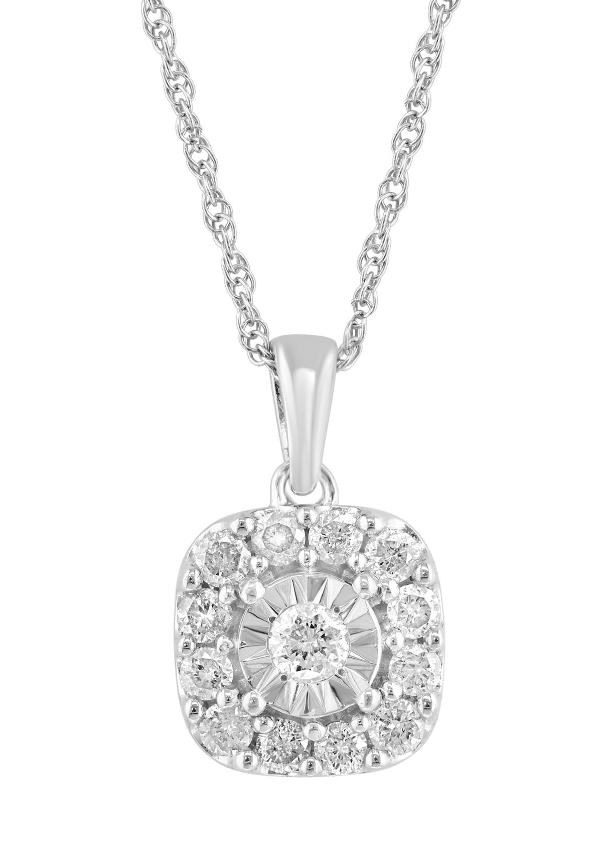 Sterling Silver Diamond Pendant 