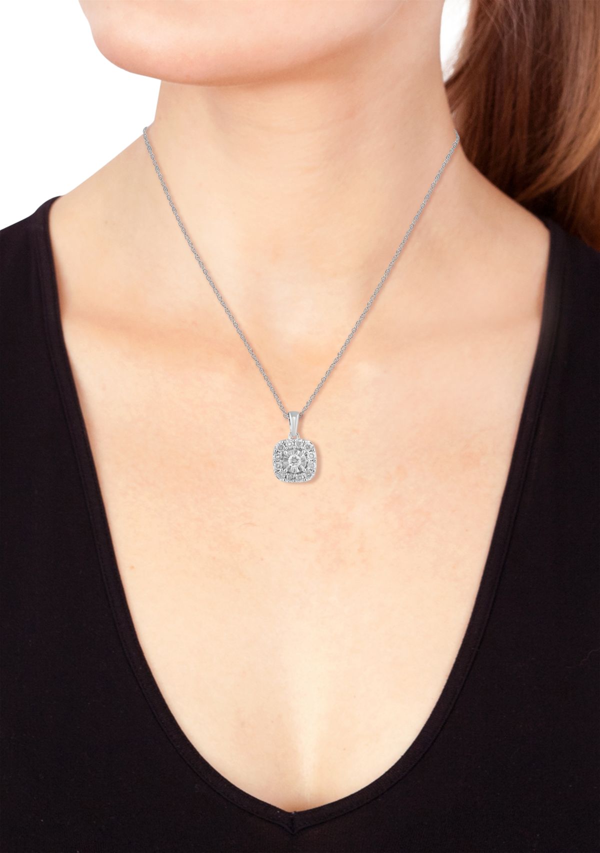 Sterling Silver Diamond Pendant 