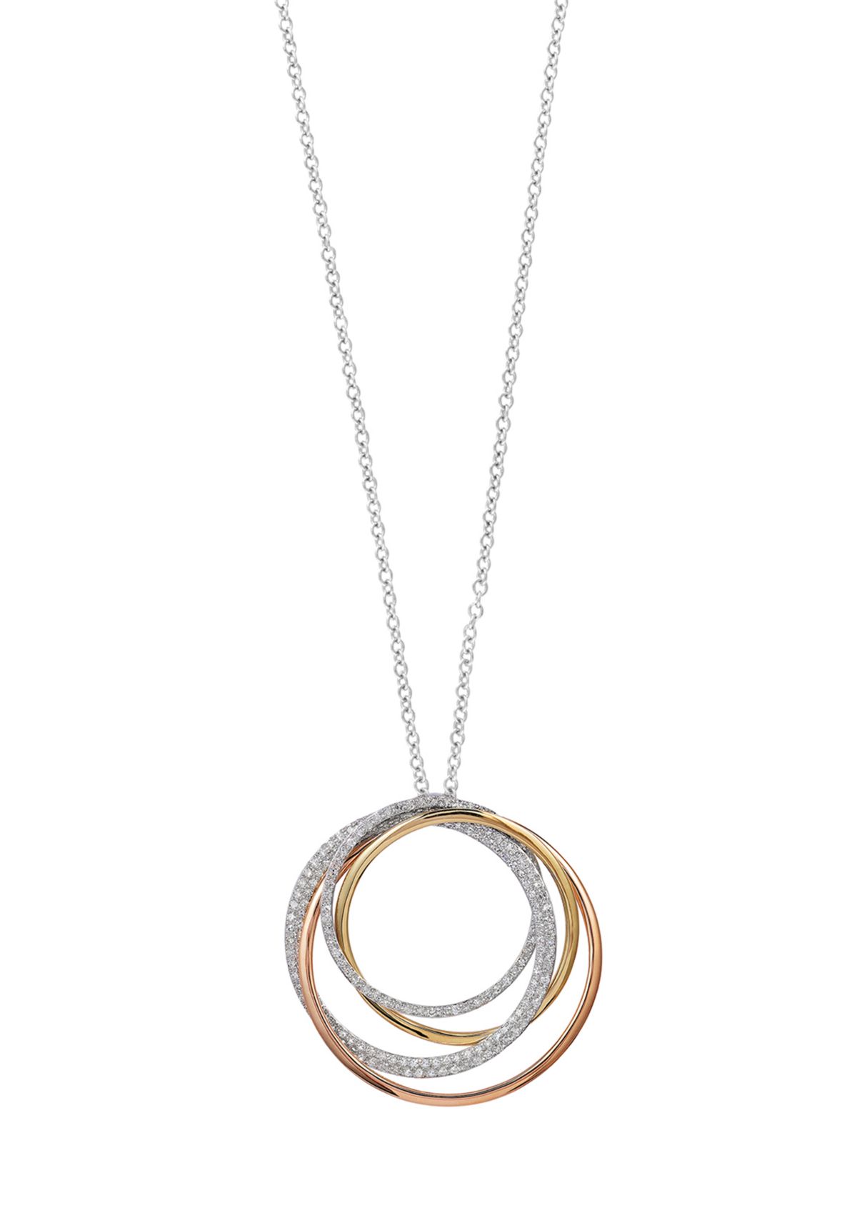 3/4 ct. t.w. Diamond Pendant Necklace in 14K White, Yellow, and Pink Gold