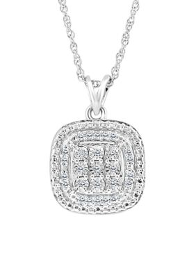Effy 1/10 ct. t.w. Miracle Set Diamond Pendant Necklace in Sterling Silver