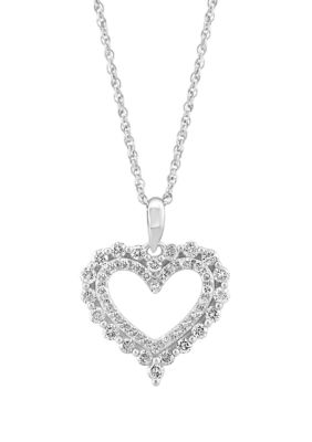 Effy Sterling Silver 1/2 Ct. T.w. Diamond Heart Necklace