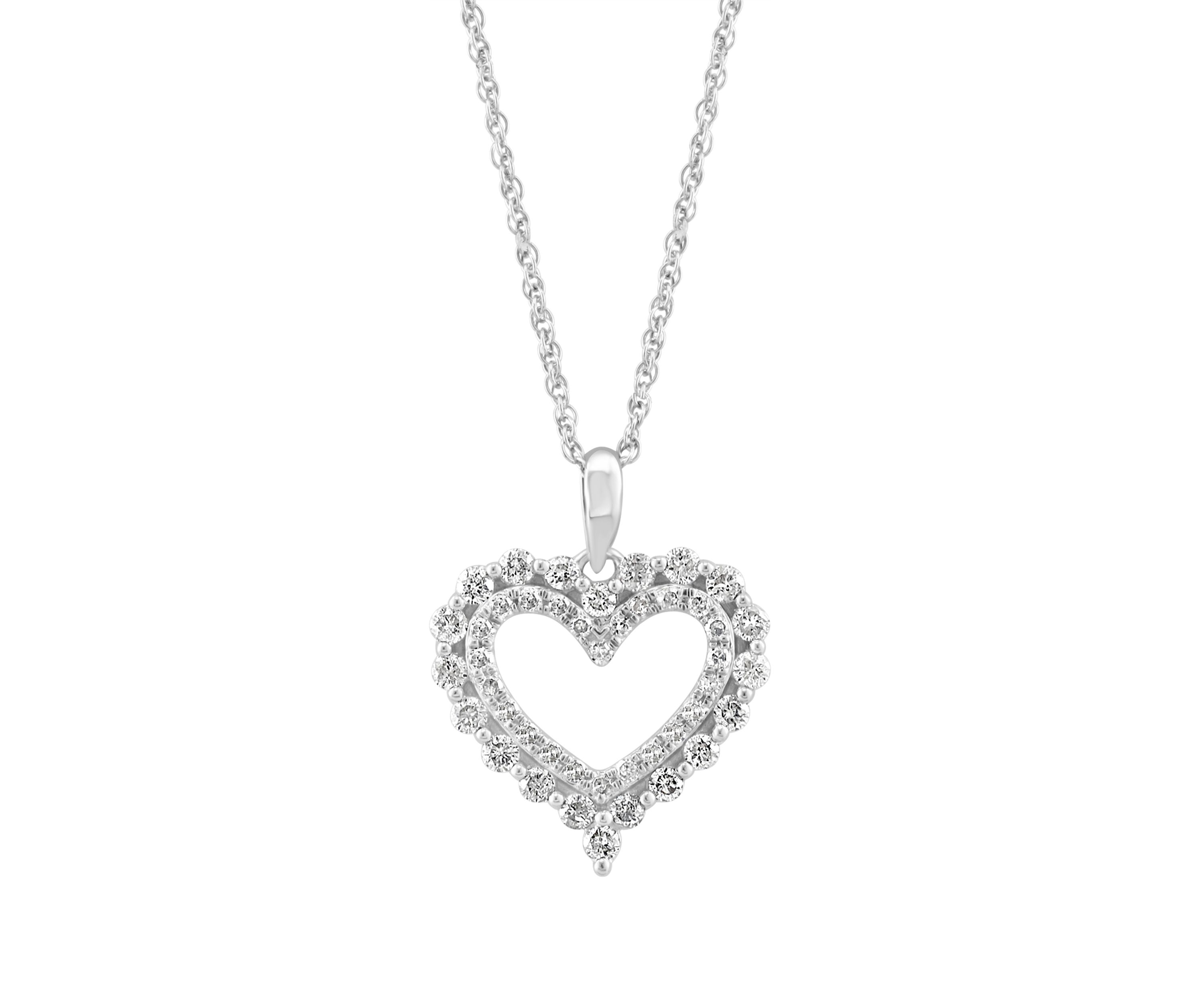 Sterling Silver 1/2 ct. t.w. Diamond Heart Necklace