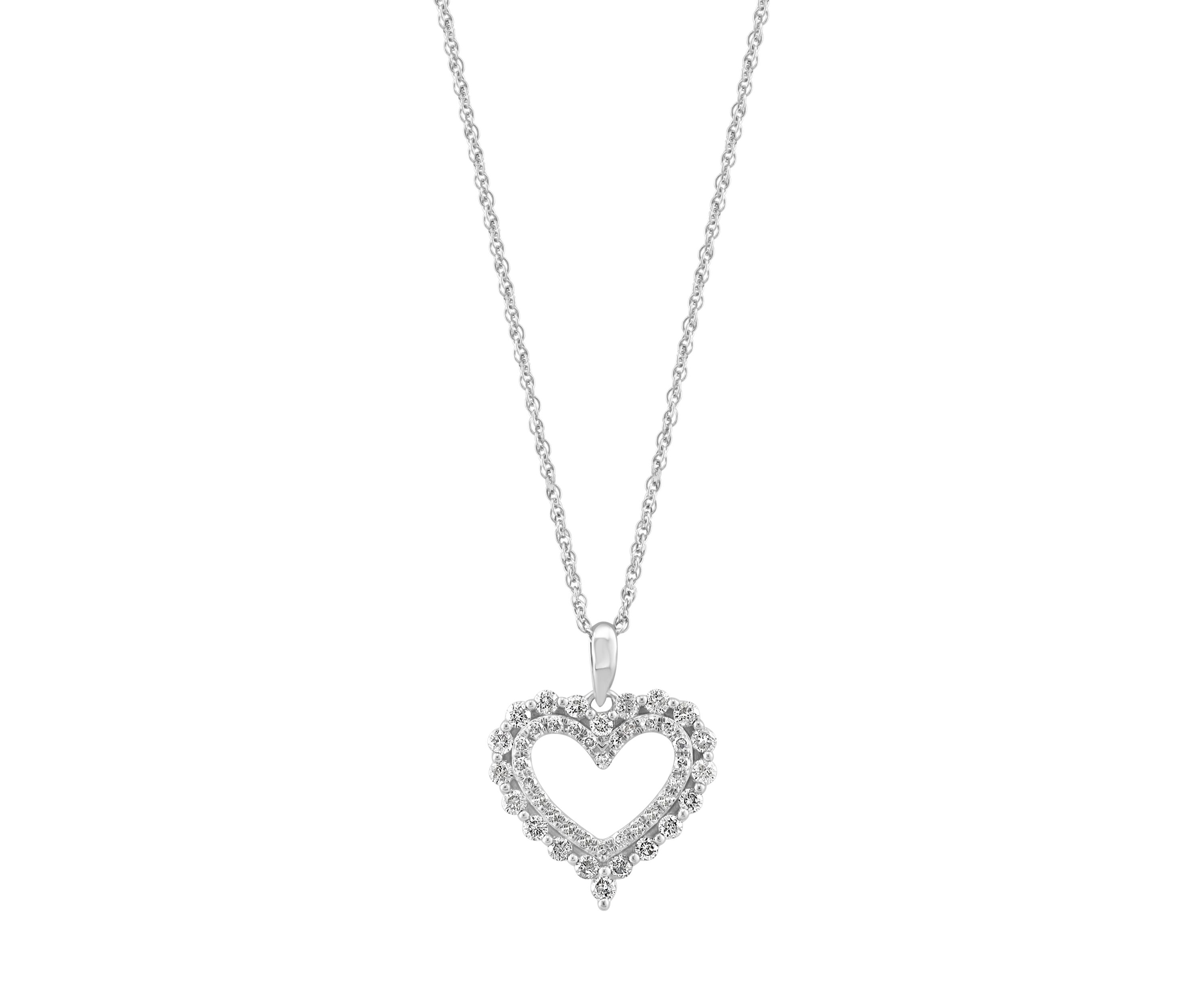 Sterling Silver 1/2 ct. t.w. Diamond Heart Necklace