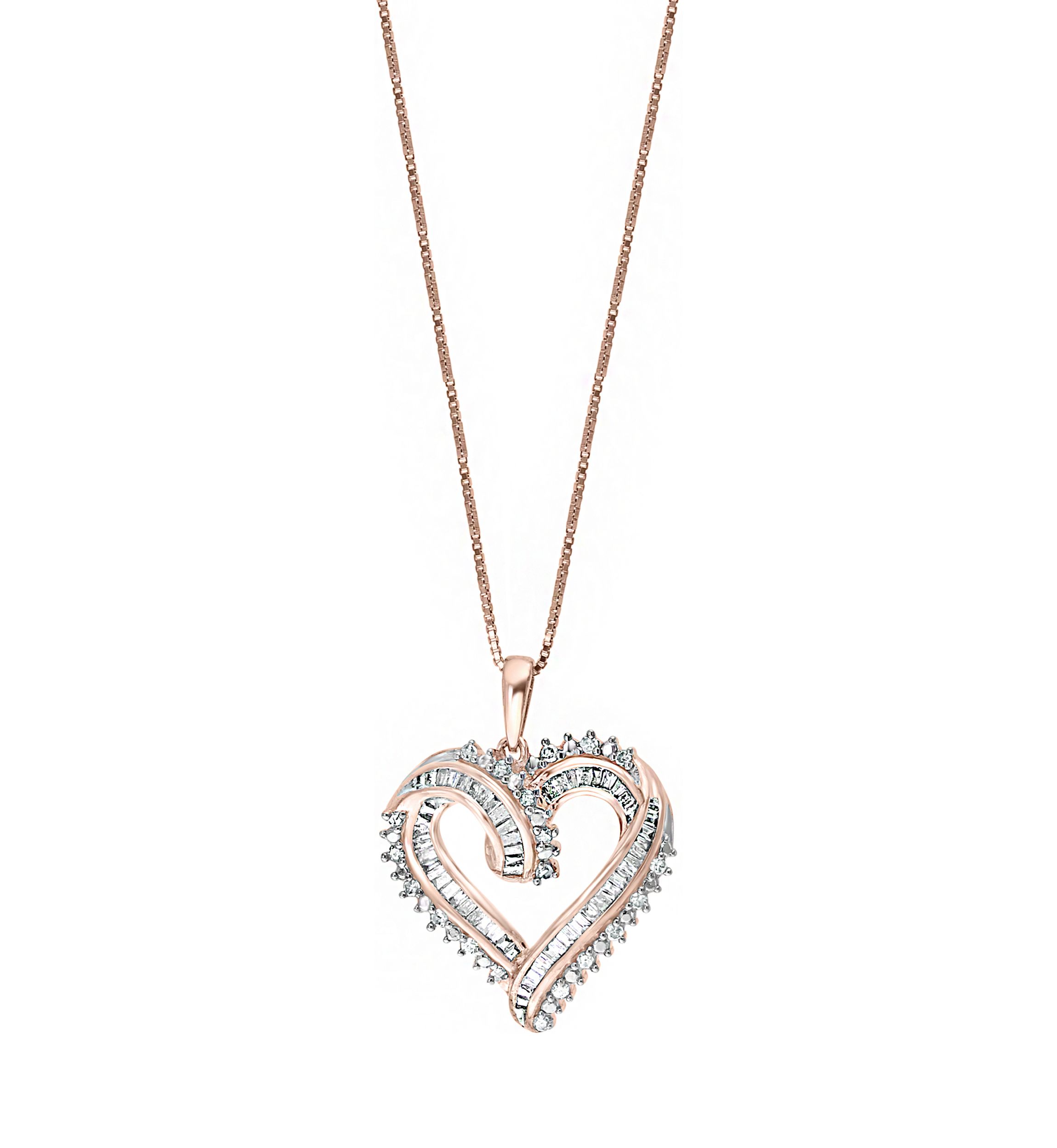  Sterling Silver 1/2 ct. t.w. Diamond Miracle Set Heart Pendant 