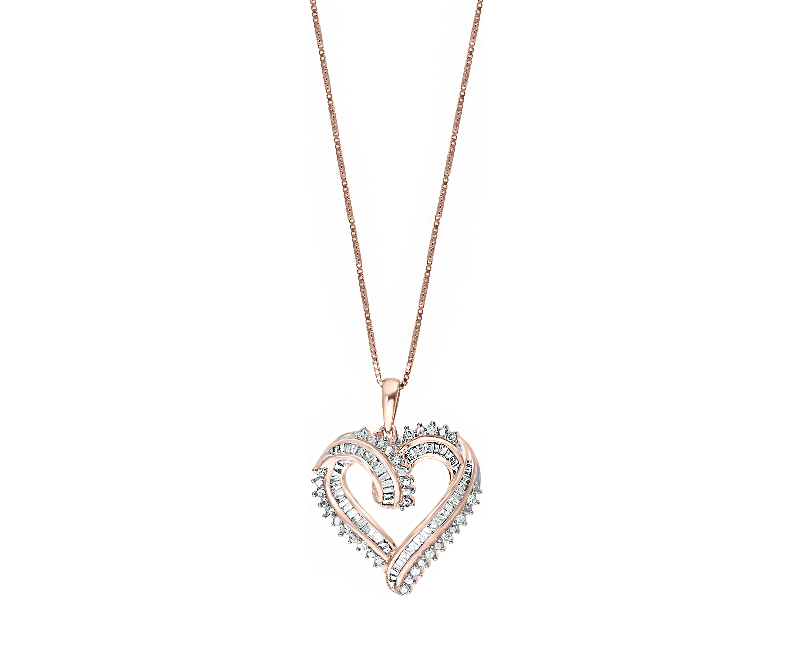  Sterling Silver 1/2 ct. t.w. Diamond Miracle Set Heart Pendant 