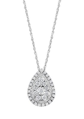 Effy 1/2 Ct. T.w. Diamond Miracle Set Pendant Necklace In Sterling Silver