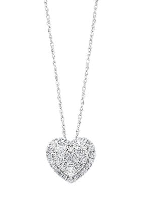 Effy Sterling Silver 1/2 Ct. T.w Diamond Heart Necklace